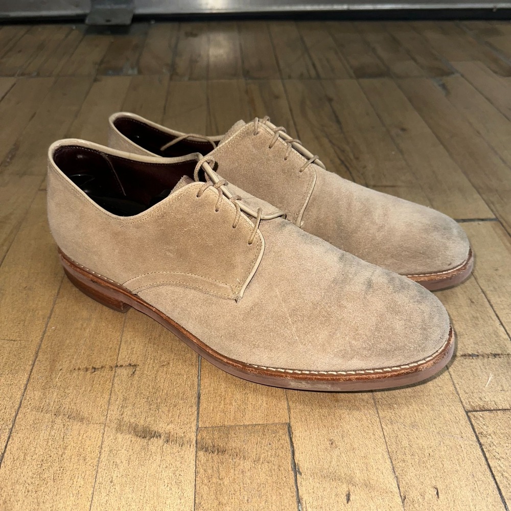 Allen Edmonds Unlined Plain Toe Blucher Mens 11D Khaki‎ Suede Low Top Comfort
